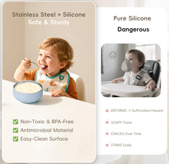 Bella's Friends bowl with non-slip base prevents spills during meals.