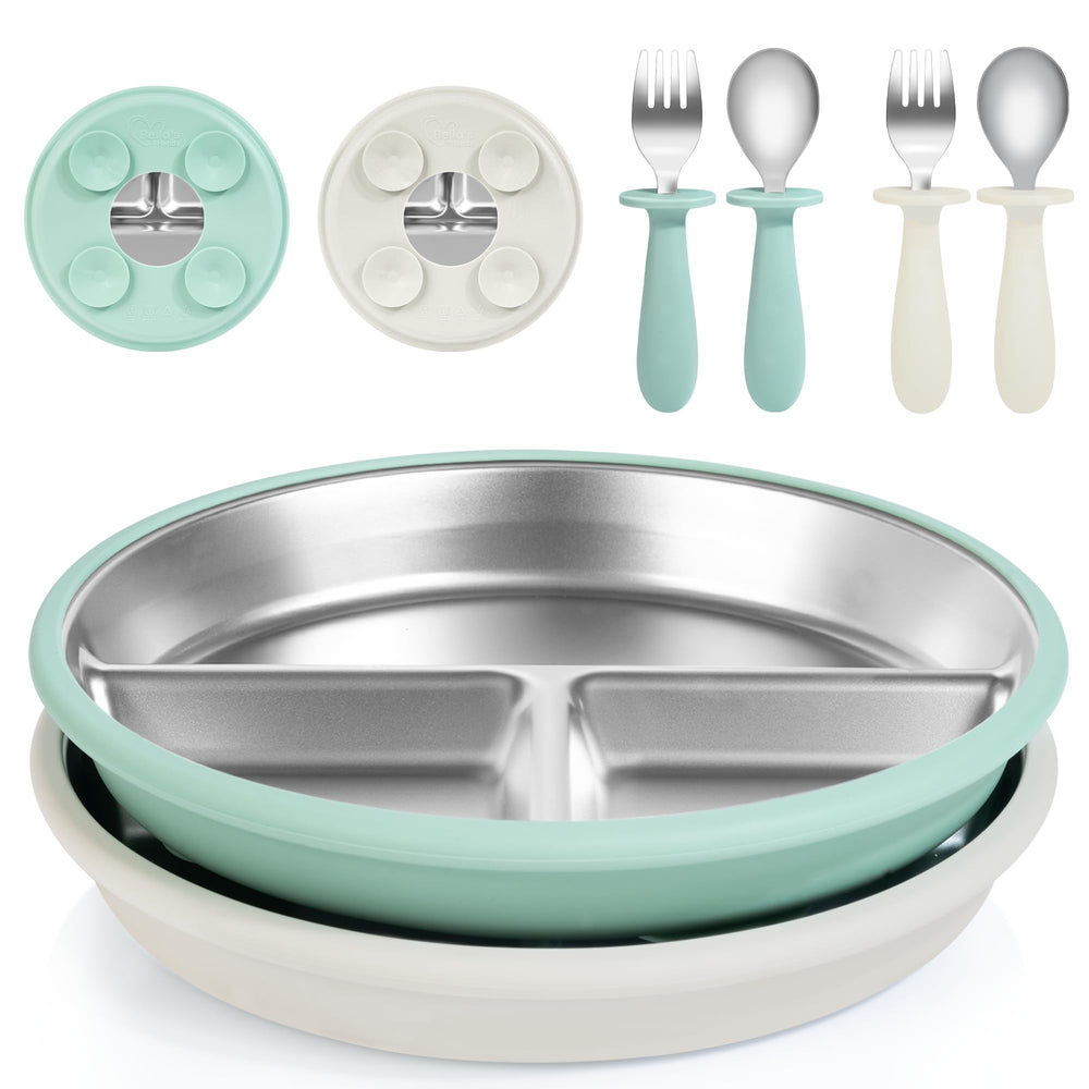 Bella’s Friends baby feeding set plates assist independent self-feeding with divided sections