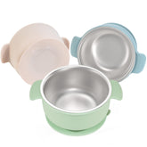 Bella's Friends bowl with suction base in beige keeps meals neat at the high chair.
