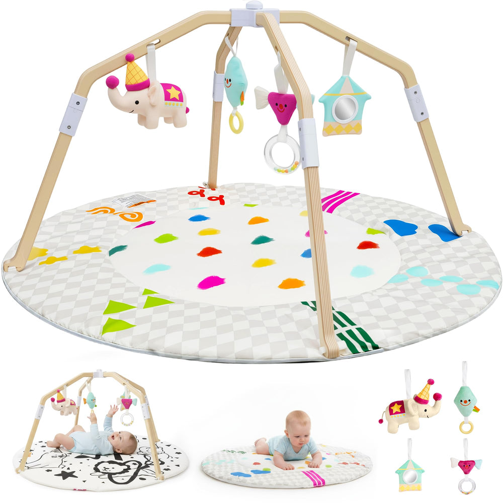 Bella's Friends Circus Play Gym assembly shows a sturdy wooden frame for play