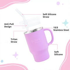 Bella's Friends Handy Mini Tumbler straw-and-valve demonstrates leak-resistant design.
