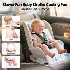 Bella's Friends stroller cooling pad with dual blowers delivers cooling airflow on demand.