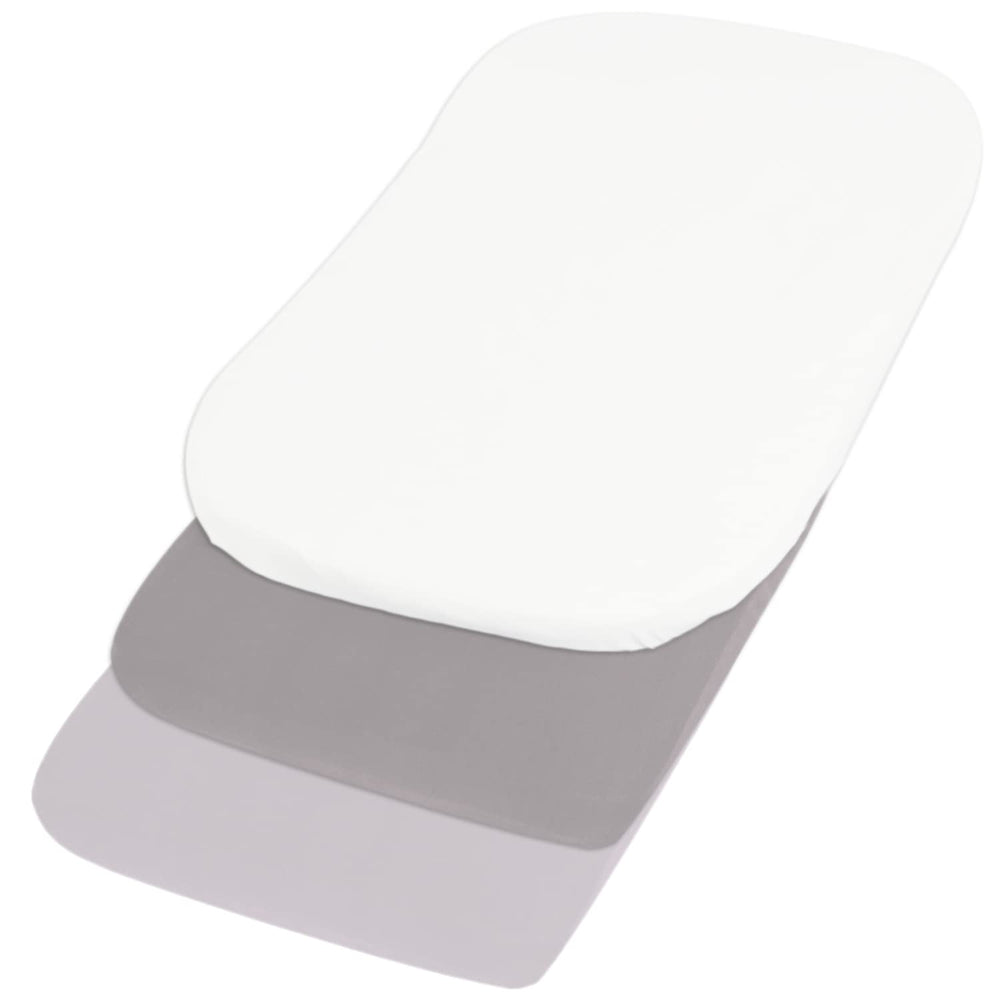 Belsden bassinet sheets pack-3: three soft fitted covers for quick, comfy sheet changes.