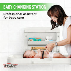 BELZAR changing table showing one-hand operation for quick use.