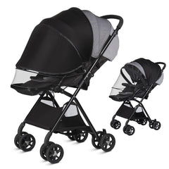 Bemece baby mosquito net sunshade upf50 protects baby from sun while strolling.