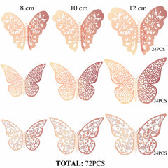 Bememo rose gold 3D butterflies decorating ceiling for whimsical ambiance.