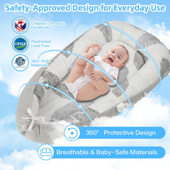BEMPUS baby lounger side profile highlights portable, lightweight design for care on the go