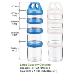 Transparent four-compartment design lets you see contents at a glance.