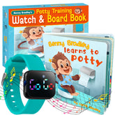 Benny Bradley's turquoise potty watch front view showing kid-friendly design and routine support