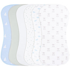 Benoxine 2-in-1 burp cloths and bibs, six-pack, keeps baby dry during feeds.