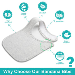 Benoxine 12-pack bandana bibs in neutral colors for daily wear.