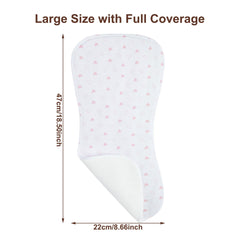 Benoxine burp cloths measure 18.5 by 8.7 inches for full coverage.