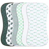 Benoxine burp cloths 6-pack with colorful prints keeps outfits clean during spit-up.