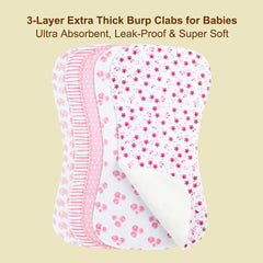Benoxine large curved burp cloth provides full shoulder coverage.