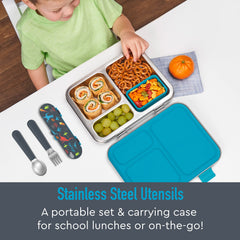 Bentgo Kids spoon-handle features easy-grip design for tiny hands during meals.