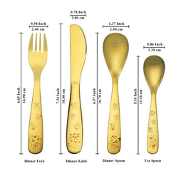 Berglander Gold Toddler Utensils spoon close-up with smooth edges for easy self-feeding.