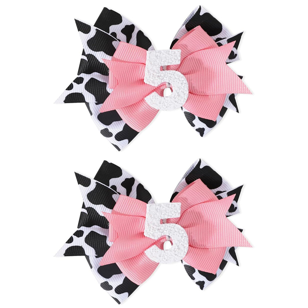 BESALECK pink sprinkle birthday bow for baby girls adds adorable focal point to party outfits.