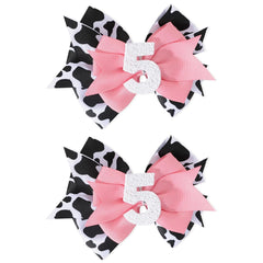BESALECK pink sprinkle birthday bow for baby girls adds adorable focal point to party outfits.