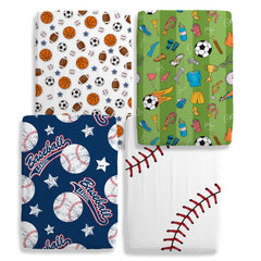 Besaomeom 4-pack crib sheets with baseball pattern provide a snug, durable fit.
