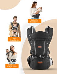 Besrey hip carry mode providing hands-free convenience while keeping baby secure.