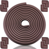 Bestore edge corner protector on a wood table corner with soft foam cushioning for safety.
