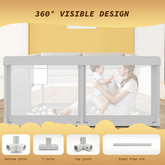 Besuhot playpen 27-inch height helps deter climbing while keeping a wide view.