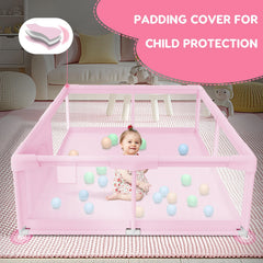 Besuhot playpen pink mesh side view for visibility