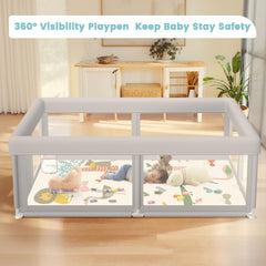 Besuhot Baby Playpen safety frame keeps a stable enclosure during active play.