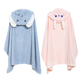 BesVIP toddler hooded towel blue-pink front view for bath time drying