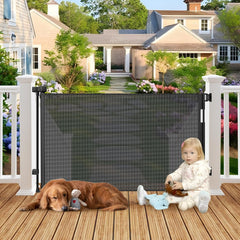 BETERTEK weatherproof outdoor gate installed on a deck with a 72-wide opening for families and pets.
