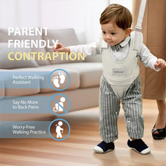 BethBear walking harness back support straps reduce bending while guiding your toddler.