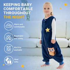 BETTERFUN Toddler Sleeping Sack with Feet side view showing comfortable silhouette