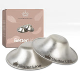 BETTERLINE silver nipple shields packshot illustrate natural relief for breastfeeding nipples