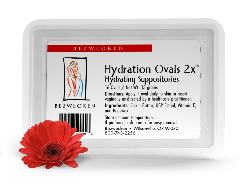 Bezwecken Hydration Ovals 16-count package for menopause dryness comfort.