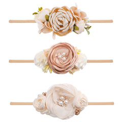 BFNAAgirl floral headband rose cream, soft, skin-friendly for all-day wear.
