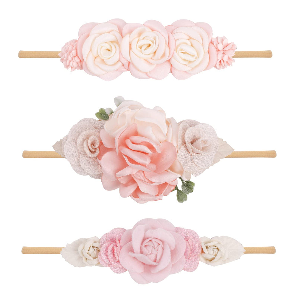 BFNAAgirl baby floral headband nylon elastic offers gentle stretch for secure daily wear