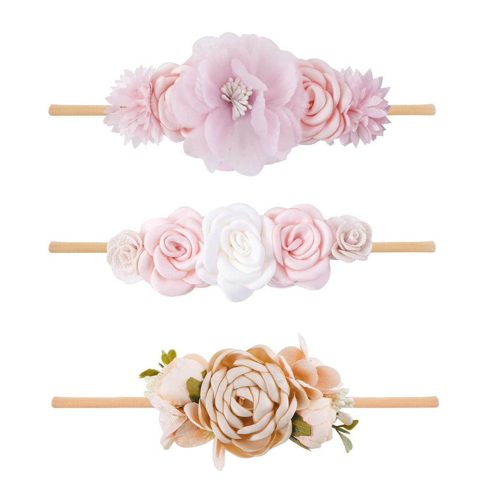 BFNAAgirl baby floral headband with soft nylon for gentle everyday wear