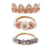 BFNAAgirl floral headbands trio for baby girls with skin-friendly materials.
