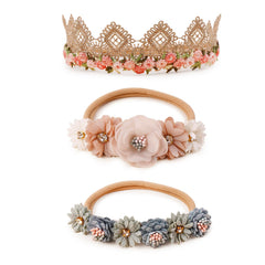 BFNAAgirl floral headbands trio for baby girls with skin-friendly materials.
