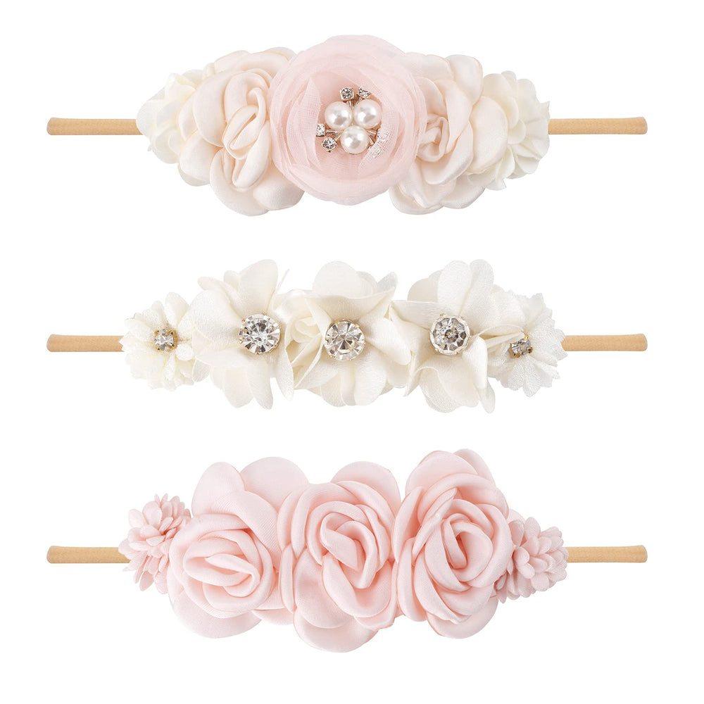 BFNAAgirl baby floral headband with nylon elastic is soft and gentle on tiny heads.