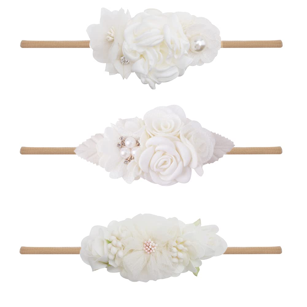 BFNAAgirl baby girl floral headband with soft fabric flowers for gentle, everyday wear