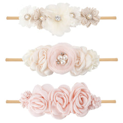 BFNAAgirl floral headband rose pink, gentle wear for photoshoots and events.