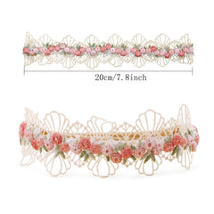 BFNAAgirl flower headband close-up shows rhinestones for subtle sparkle.