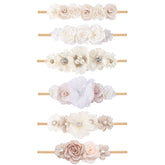 BFNAAgirl flower headband pink with rhinestones for newborn photography