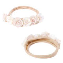 BFNAAgirl flower headband white pearls for delicate baby skin