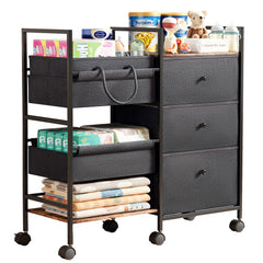 BG-BABYGO 2-in-1 diaper caddy top keeps essentials within reach for quick changes.