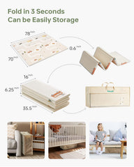 BG-BABYGO 78x70 foldable mat offers ample space for activities.