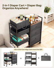 BG-BABYGO three-tier storage base keeps bulky supplies neatly organized.