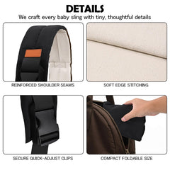 Biabyio baby sling in compact folded form for travel and daily outings.