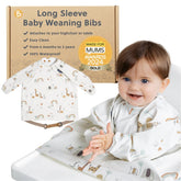 BIBaDO coverall bib on a baby at a highchair keeps mess contained.